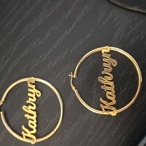 Silver 925 Gold Hoop With Name Earings